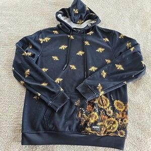 Fresh Hoods Golden Bee Fleece Hoodie Sweatshirt All-Over Bee Print Men's Size M